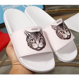 Gucci Logo Slide Sandals Cat White 2019 (modeng-9060602)