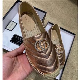 Gucci Glitter Espadrilles Pink Gold With Crystal Double G 2019 (lirenfang-9061304)