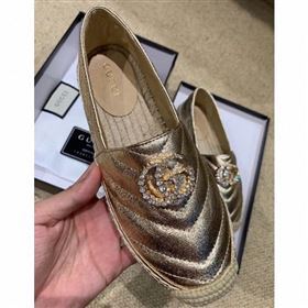 Gucci Glitter Espadrilles Gold With Crystal Double G 2019 (lirenfang-9061302)