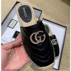 Gucci Glitter Espadrilles Slippers Black With Crystal Double G 2019 (lirenfang-9061305)