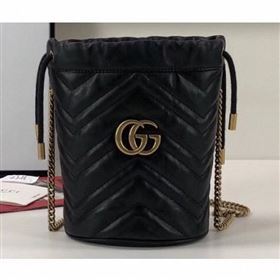 Gucci GG Marmont Double G Mini Bucket Bag 575163 Black 2019 (delihang-9061439)