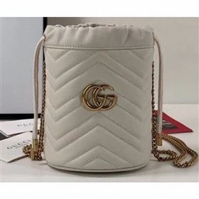 Gucci GG Marmont Double G Mini Bucket Bag 575163 White 2019 (delihang-9061441)