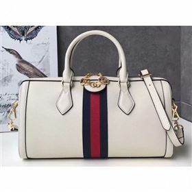 Gucci Web Ophidia Medium Top Handle Bag 524532 Leather White 2019 (delihang-9061409)