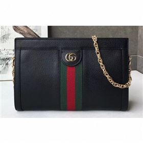 Gucci Structured Shape Web Ophidia Small Shoulder Bag 503877 Leather Black 2019 (delihang-9061404)