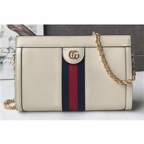 Gucci Structured Shape Web Ophidia Small Shoulder Bag 503877 Leather White 2019 (delihang-9061406)