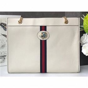 Gucci Vintage Web Rajah Large Tote Bag 537219 Leather White 2019 (delihang-9061421)