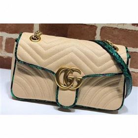 Gucci GG Marmont Raffia Small Shoulder Bag 443497 Beige/Green 2019 (delihang-9061437)