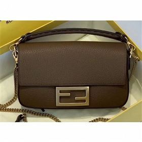 Fendi Roma Amor Leather Mini Baguette Bag Brown 2019 (chaoliu-9061907)