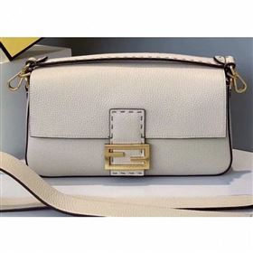 Fendi Roma Amor Leather Medium Baguette Bag Off White 2019 (chaoliu-9061905)