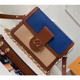 Louis Vuitton Taurillon Leather Dauphine MM Bag M55071 Blue/Beige 2019 (gaoshang-9062004)