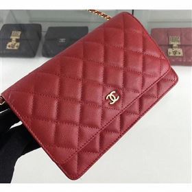 Chanel Caviar Leather Wallet On Chain WOC Bag A33814 Red 2019 (hot-9062122)