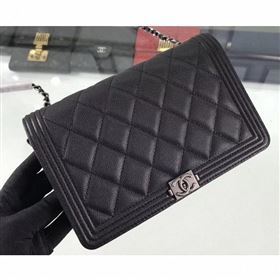 Chanel Caviar Leather Boy Wallet On Chain WOC Bag A80387 Black/Silver (hot-9062110)