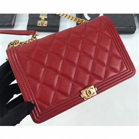 Chanel Caviar Leather Boy Wallet On Chain WOC Bag A81969 Red 2019 (hot-9062119)