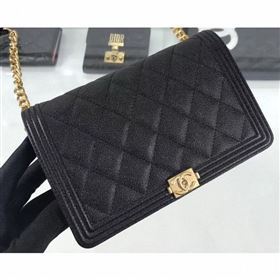 Chanel Caviar Leather Boy Wallet On Chain WOC Bag A81969 Black 2019 (hot-9062117)