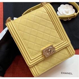 Chanel Boy North/South Small Flap Bag AS0130 Yellow 2019 (kana-9062003)