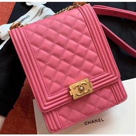 Chanel Boy North/South Small Flap Bag AS0130 Dark Pink 2019 (kana-9062004)