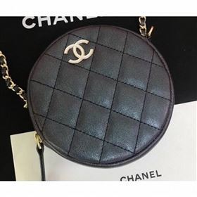 Chanel Iridescent Pearl Caviar Classic Round Clutch with Chain Bag AP0366 Black 2019 (kana-9062018)
