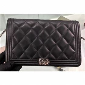 Chanel Lambskin Boy Wallet On Chain WOC Bag A80387 Black/Silver (hot-9062112)