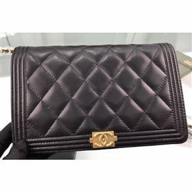 Chanel Lambskin Boy Wallet On Chain WOC Bag A80387 Black/Gold (hot-9062111)