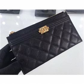 Chanel Grained Leather Boy Pouch Clutch Bag A84478 Black/Gold (hot-9062151)