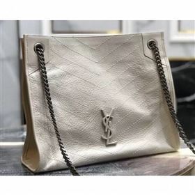 Saint Laurent Crinkled Vintage Leather Niki Medium Shopping Tote Bag 577999 Off White 2019 (yida-9062217)