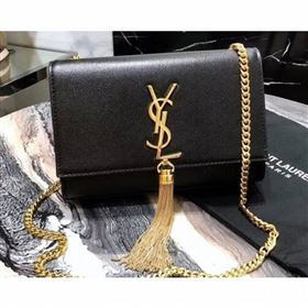 Saint Laurent Grained Leather Kate Chain With Tassel Small Bag 474366 Black/Gold (yida-9062207)