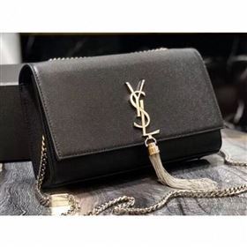 Saint Laurent Grained Leather Kate Chain With Tassel Medium Bag 354119 Black/Silver (yida-9062202)