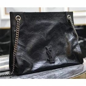 Saint Laurent Crinkled Vintage Leather Niki Medium Shopping Tote Bag 577999 Black 2019 (yida-9062213)