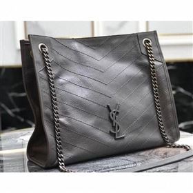 Saint Laurent Crinkled Vintage Leather Niki Medium Shopping Tote Bag 577999 Dark Gray 2019 (yida-9062214)