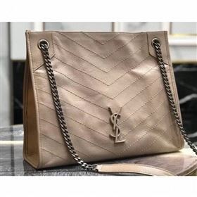 Saint Laurent Crinkled Vintage Leather Niki Medium Shopping Tote Bag 577999 Beige 2019 (yida-9062216)