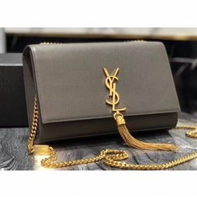 Saint Laurent Grained Leather Kate Chain With Tassel Medium Bag 354119 Dark Gray/Gold (yida-9062203)