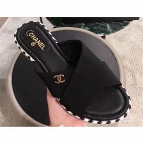 Chanel CC Logo Crossover Mules G35019 Black 2019 (hongxi-9062704)