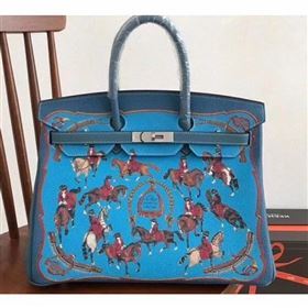 Hermes Birkin 35 Bag in Print Leather Blue (AIYUAN-9062814)