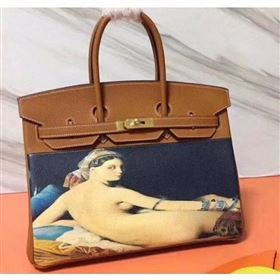 Hermes Birkin 35 Bag in Print Leather Brown (AIYUAN-9062812)