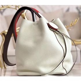 Hermes Licol 17 Bucket Bag In Evercolor Calfskin Bicolor Leather White 2019 (AIYUAN-9062804)