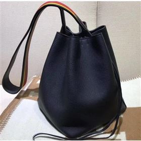 Hermes Licol 17 Bucket Bag In Evercolor Calfskin Bicolor Leather Black 2019 (AIYUAN-9062801)