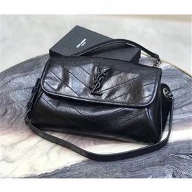 Saint Laurent NIKI BODY BAG 111682 IN CRINKLED VINTAGE LEATHER BLACK (YIDA-09)