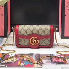 Gucci GG Marmont Matelassé Super Mini Bag 476433 Beige/Red 2019 (JM-9032208)