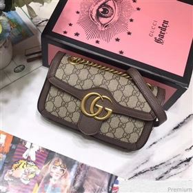 Gucci GG Leather Marmont Matelassé Mini Bag ‎446744 Beige/Brown 2019 (JM-9032212)