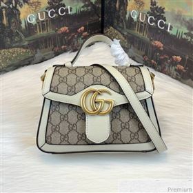 Gucci GG Leather Marmont Matelassé Mini Top Handle Bag Beige/White 2019 (JM-9032216)