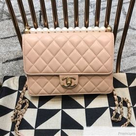 Chanel Lambskin Pearls Flap Bag AS0585 Pink 2019 (JDH-9032504)
