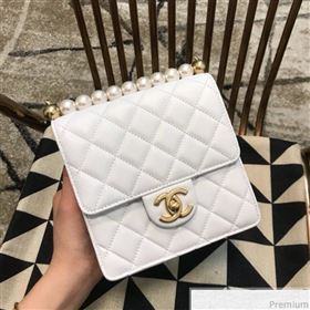 Chanel Lambskin Pearls Flap Bag AS0584 White 2019 (JDH-9032503)