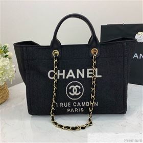 Chanel Lurex Nylon Deauville Large Shopping Tote Bag Black 2019 (PPP-9032522)