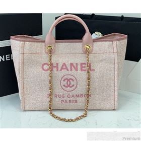 Chanel Lurex Nylon Deauville Large Shopping Tote Bag Light Pink 2019 (PPP-9032523)