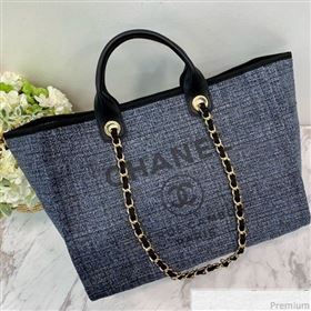 chaneI Lurex Nylon Deauville Large Shopping Tote Bag Blue/Grey 2019 (PPP-9032525)