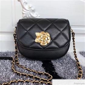 Chanel Vintage Camellia Saddle Flap Bag A57910 Black 2019 (XXY-9032612)