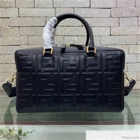 Fendi Lambskin FF Square-shaped Small Boston Top Handle Bag Black 2019 (AFEI-9032618)