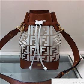 Fendi PU Mon Tresor Bucket Bag Brown/White 2019 (AFEI-9032616)