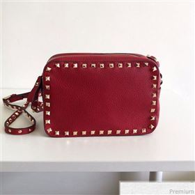 Valentino Rockstud Rolling Grained Camera Shoulder Bag Red 2019 (JJ3-9032714)
