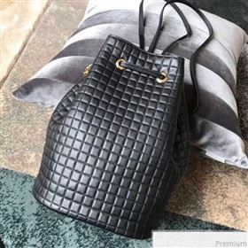 Celine Small C Charm Bucket Shoulder Bag/Backpack in Quilted Calfskin 188373 Black 2019 (JDP-9032718)